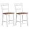 24.5" Tall White Bar Stools Set of 2 Rubber Wood Counter Chairs with Supportive Back and Footrests